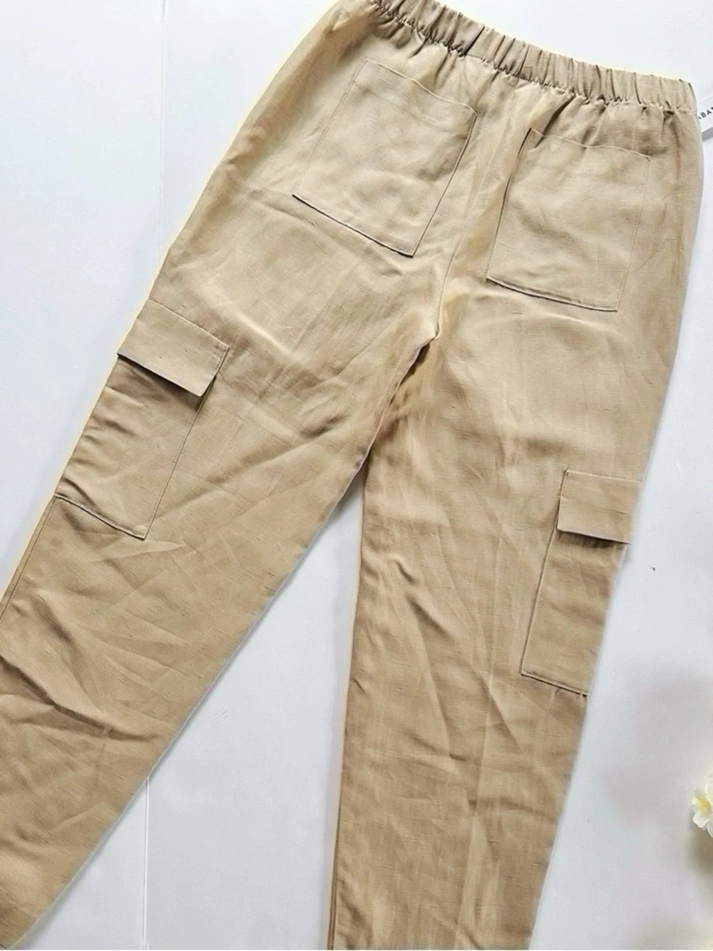 NEW Aritzia Babaton Titan Linen Cargo Pants Humus Beige